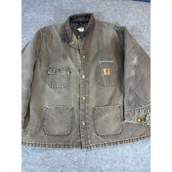 VINTAGE Carhartt Chore Jacket Mens 2XL Brown Duck Canvas Blanket Lined Coat Work - Picture 1 of 6